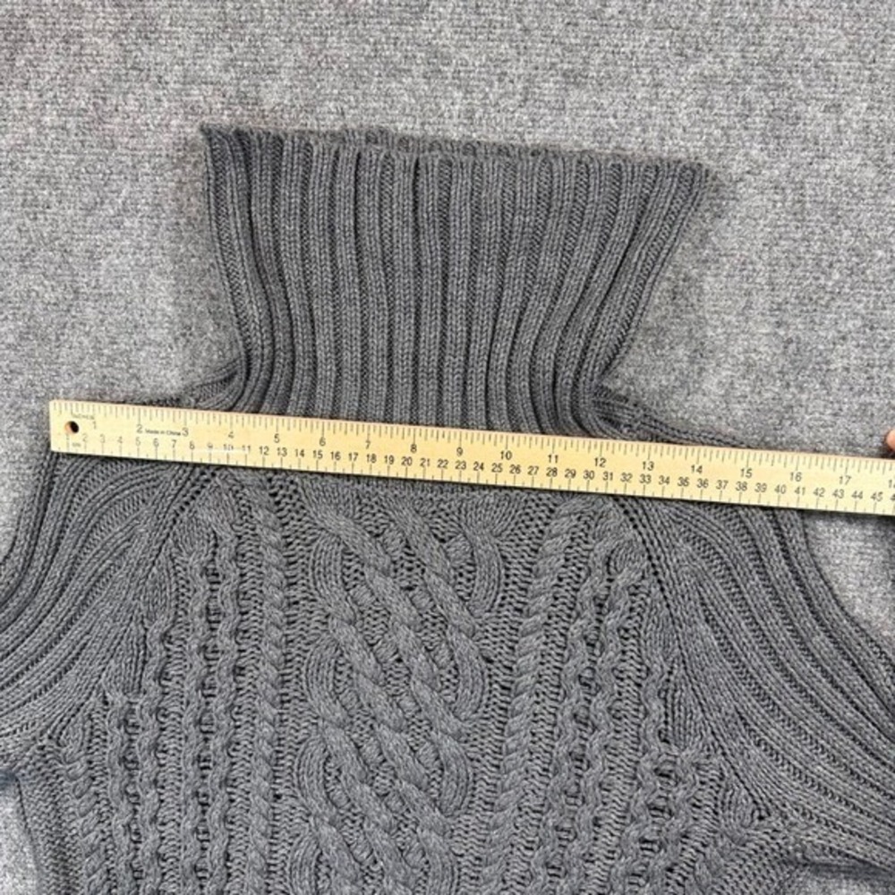 Banana Republic Tan Cotton Chunky‎ Cable Knit Turtleneck Sweater Women's S Gray - Picture 10 of 13